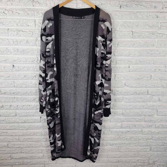 New York Co Womens Sweater 2XL Plus Cardigan Open Pockets Gray SWE1E - Picture 1 of 9